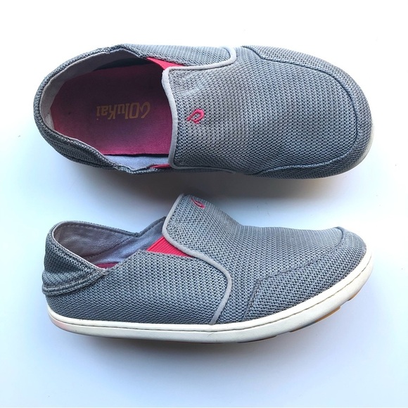 Olukai Nohea Gray Mesh Shoe collapsible slip on sneakers - Picture 1 of 9
